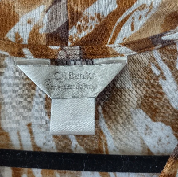 CJ Banks draped neck shell style top 1X (?) Shades of brown - Picture 2 of 3
